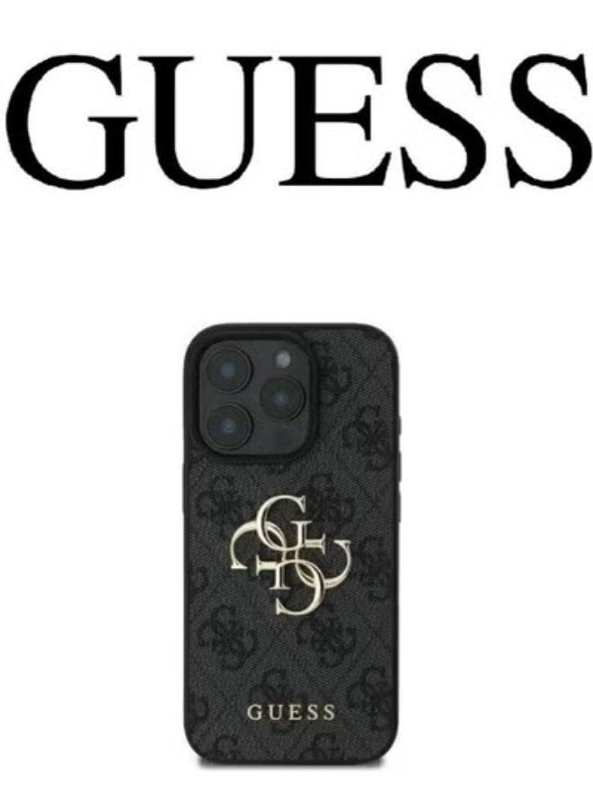 GUESS IPhone 16 Pro Max cover, with a logo and a leather design approved by the global brand Guess. From CG-MOBILE. In Black - Image 3